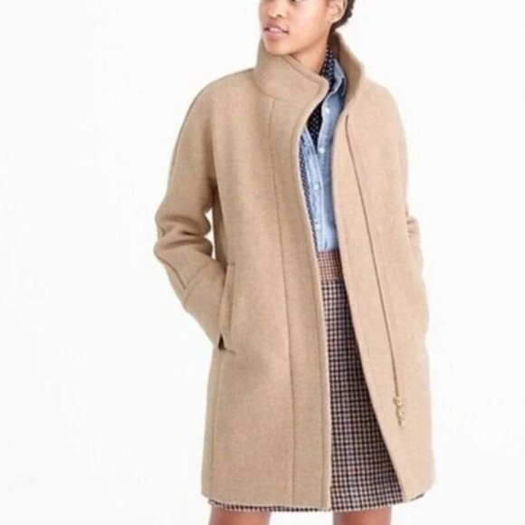 J.Crew Coat Stadium Cloth Nello Gori Beige Wool Cocoon Coat - Picture 1 of 8